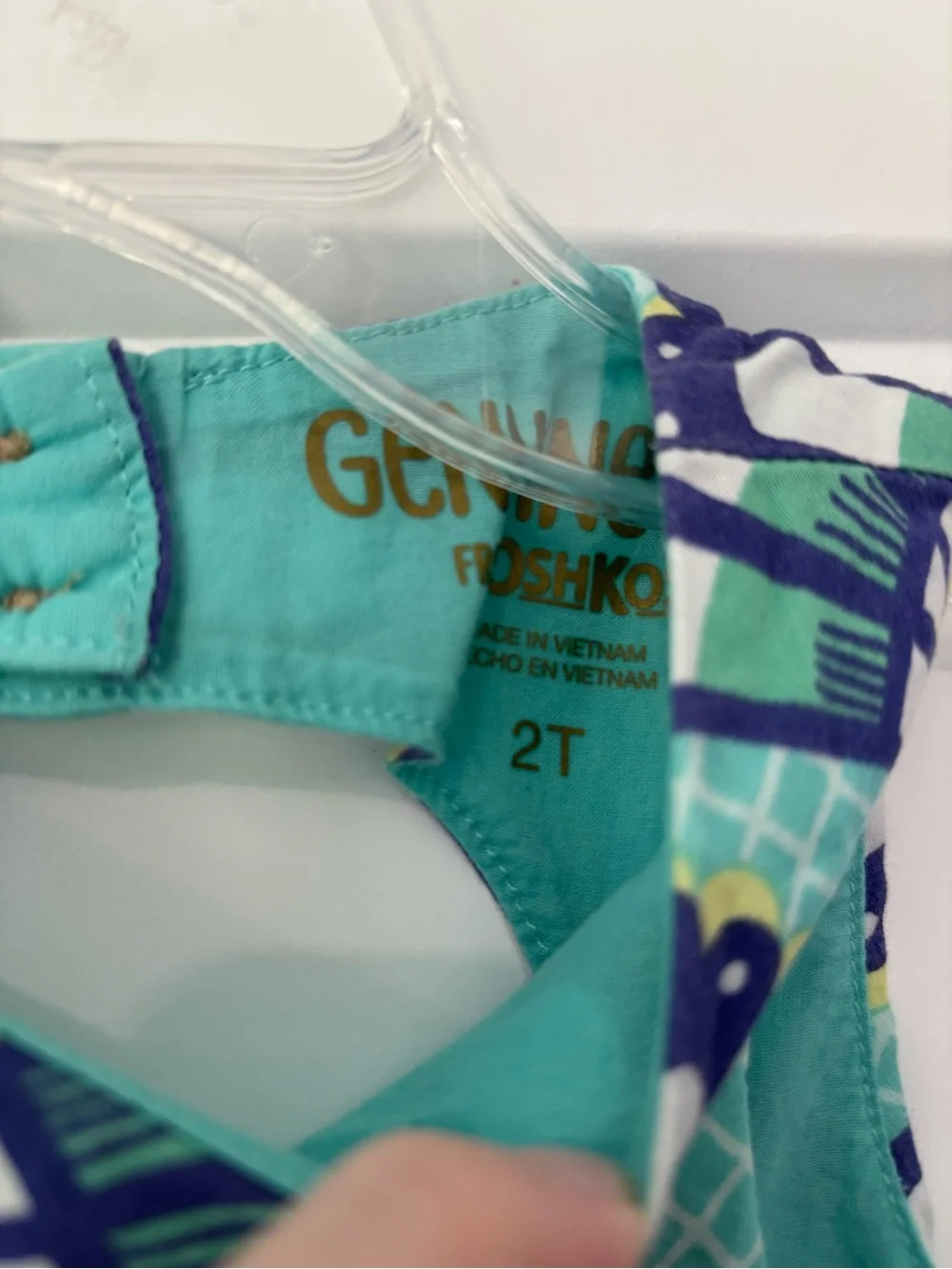 Oshkosh Turquoise and Purple Patterned Open Back Dress Sz 2T